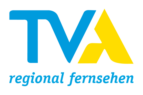 Die drei Buchstaben TVA in blau und gelb, darunter der Schriftzug regional fernsehen in blau